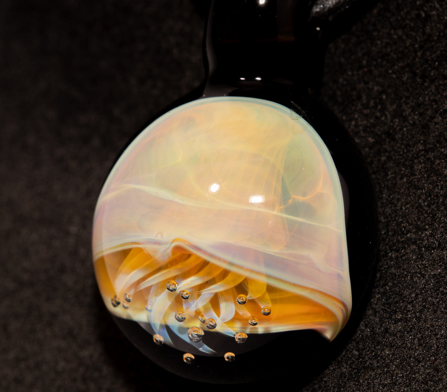 Jellyfish Glass Art Pendant | Handcrafted Ocean Jewelry | Silvered Glass Necklace | Sunlit Sea