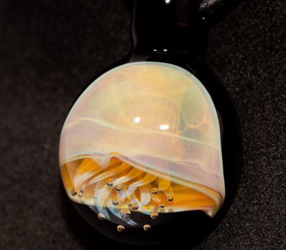 Jellyfish Glass Art Pendant | Handcrafted Ocean Jewelry | Silvered Glass Necklace | Sunlit Sea