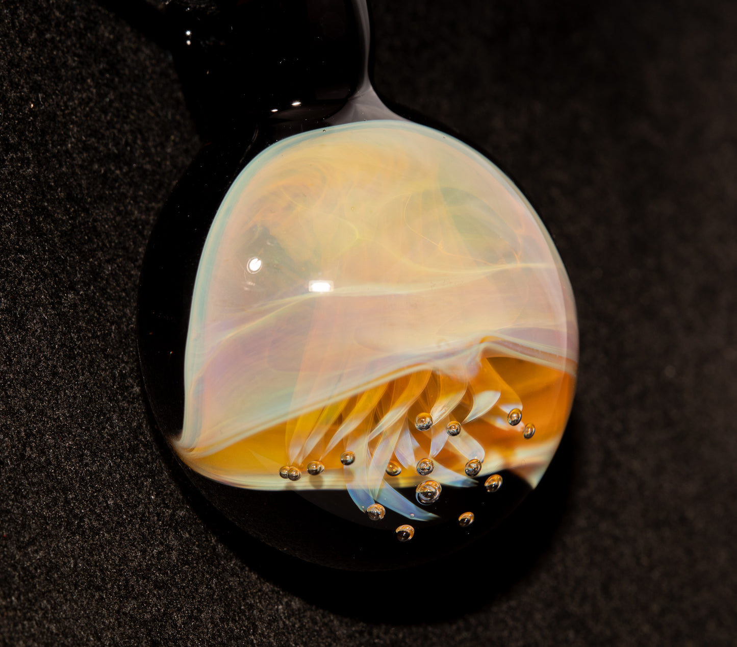 Jellyfish Glass Art Pendant | Handcrafted Ocean Jewelry | Silvered Glass Necklace | Sunlit Sea
