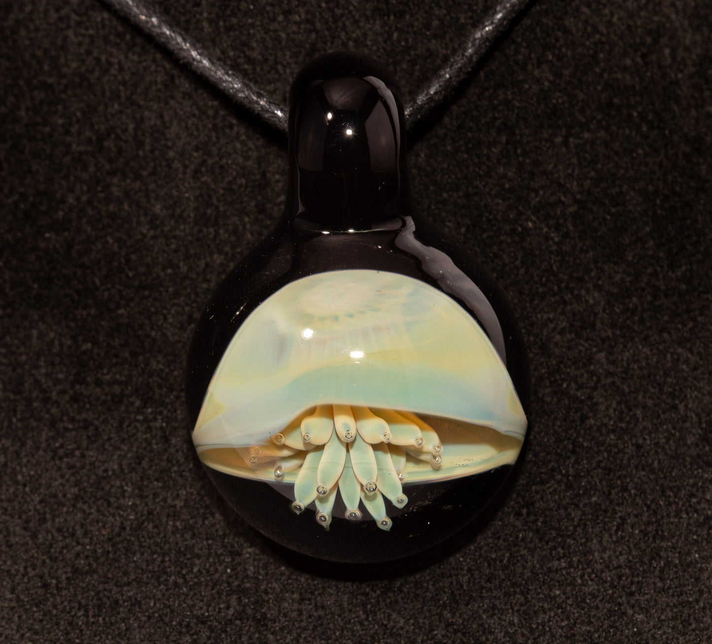 Jellyfish Glass Art Pendant | Handcrafted Ocean Jewelry | Silvered Glass Necklace | Sunlit Sea