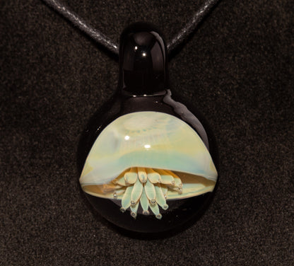 Jellyfish Glass Art Pendant | Handcrafted Ocean Jewelry | Silvered Glass Necklace | Sunlit Sea