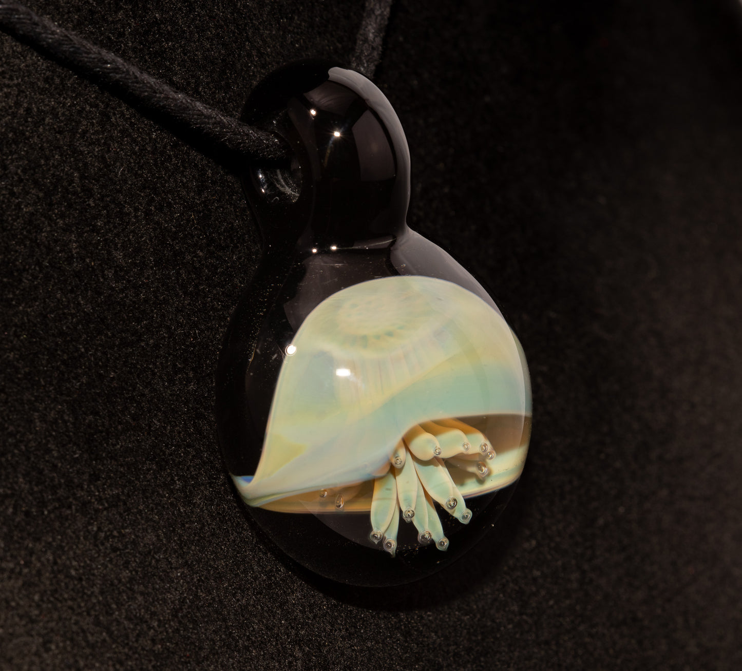 Jellyfish Glass Art Pendant | Handcrafted Ocean Jewelry | Silvered Glass Necklace | Sunlit Sea