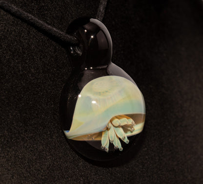 Jellyfish Glass Art Pendant | Handcrafted Ocean Jewelry | Silvered Glass Necklace | Sunlit Sea