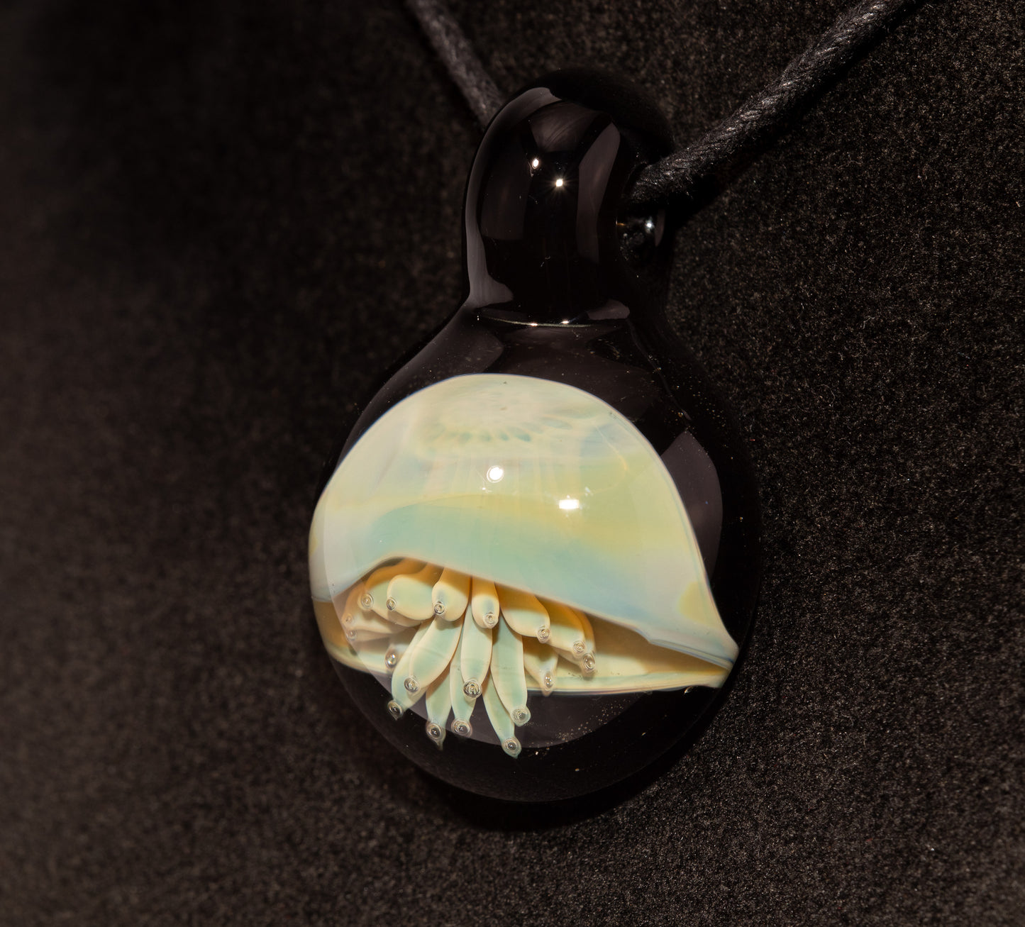 Jellyfish Glass Art Pendant | Handcrafted Ocean Jewelry | Silvered Glass Necklace | Sunlit Sea