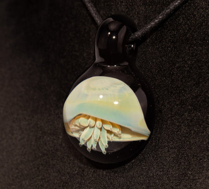 Jellyfish Glass Art Pendant | Handcrafted Ocean Jewelry | Silvered Glass Necklace | Sunlit Sea