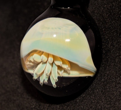Jellyfish Glass Art Pendant | Handcrafted Ocean Jewelry | Silvered Glass Necklace | Sunlit Sea