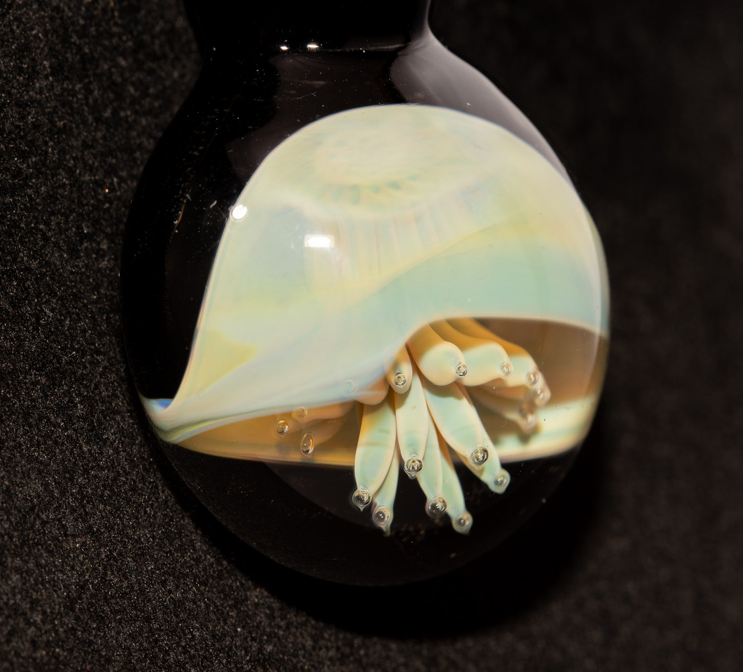Jellyfish Glass Art Pendant | Handcrafted Ocean Jewelry | Silvered Glass Necklace | Sunlit Sea