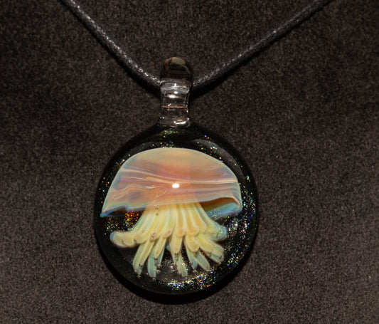 Implosion Jellyfish Necklace | Artisan Glass Pendant | Sea Life Jewelry | Handcrafted Art | Ocean Glow