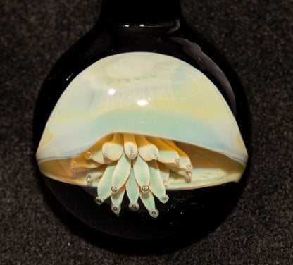 Jellyfish Glass Art Pendant | Handcrafted Ocean Jewelry | Silvered Glass Necklace | Sunlit Sea
