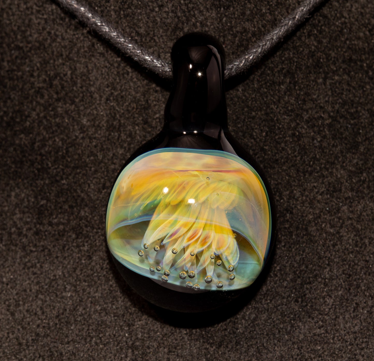 Implosion Jellyfish Necklace | Artisan Glass Pendant | Sea Life Jewelry | Handcrafted Art | Ocean Glow