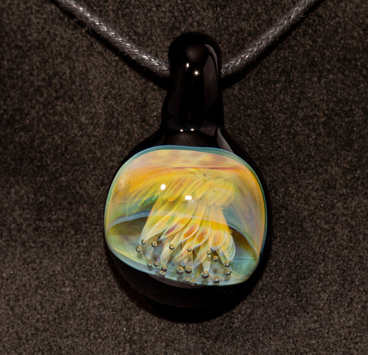 Implosion Jellyfish Necklace | Artisan Glass Pendant | Sea Life Jewelry | Handcrafted Art | Ocean Glow