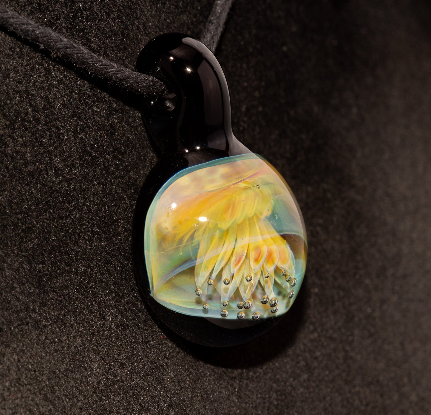 Implosion Jellyfish Necklace | Artisan Glass Pendant | Sea Life Jewelry | Handcrafted Art | Ocean Glow