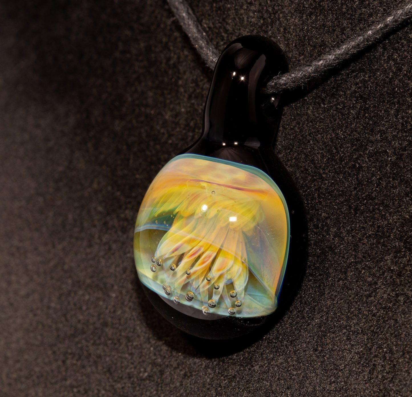 Implosion Jellyfish Necklace | Artisan Glass Pendant | Sea Life Jewelry | Handcrafted Art | Ocean Glow