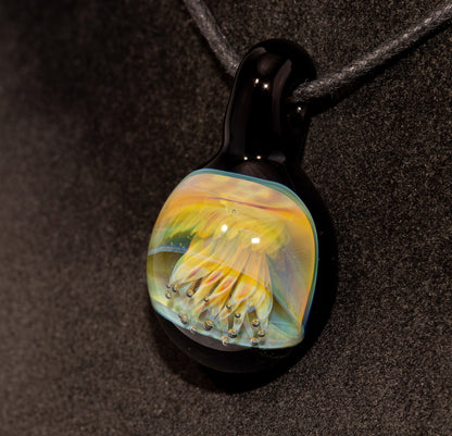 Implosion Jellyfish Necklace | Artisan Glass Pendant | Sea Life Jewelry | Handcrafted Art | Ocean Glow