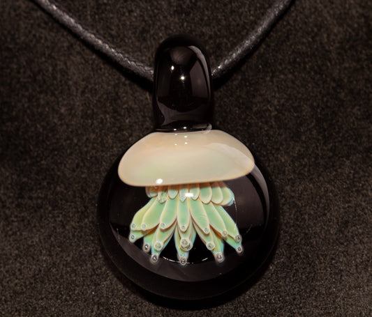 Implosion Jellyfish Necklace | Artisan Glass Pendant | Sea Life Jewelry | Handcrafted Art | Ocean Glow
