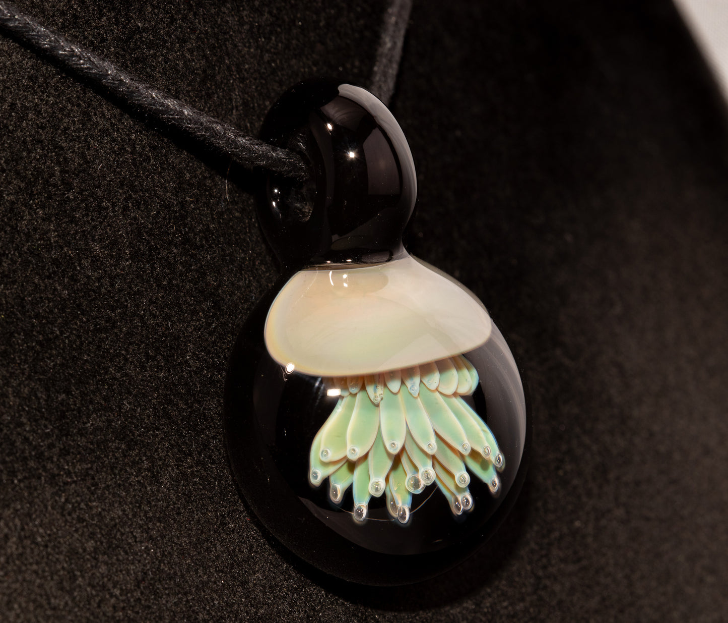 Implosion Jellyfish Necklace | Artisan Glass Pendant | Sea Life Jewelry | Handcrafted Art | Ocean Glow
