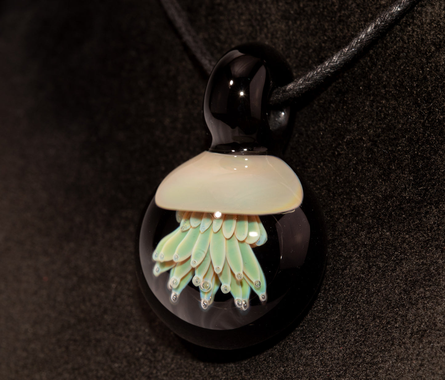 Implosion Jellyfish Necklace | Artisan Glass Pendant | Sea Life Jewelry | Handcrafted Art | Ocean Glow