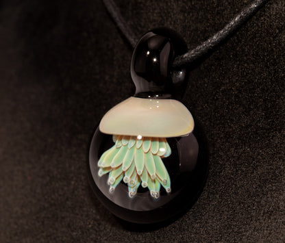 Implosion Jellyfish Necklace | Artisan Glass Pendant | Sea Life Jewelry | Handcrafted Art | Ocean Glow