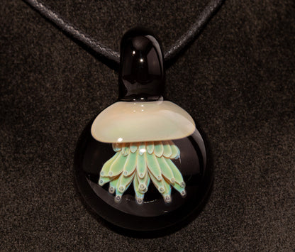 Implosion Jellyfish Necklace | Artisan Glass Pendant | Sea Life Jewelry | Handcrafted Art | Ocean Glow
