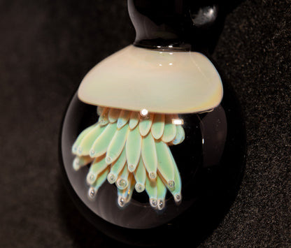 Implosion Jellyfish Necklace | Artisan Glass Pendant | Sea Life Jewelry | Handcrafted Art | Ocean Glow