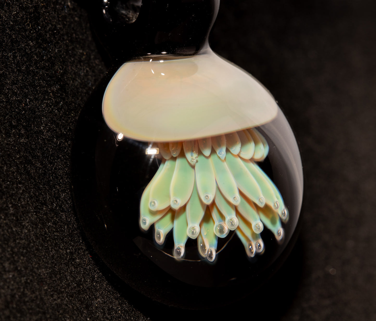 Implosion Jellyfish Necklace | Artisan Glass Pendant | Sea Life Jewelry | Handcrafted Art | Ocean Glow