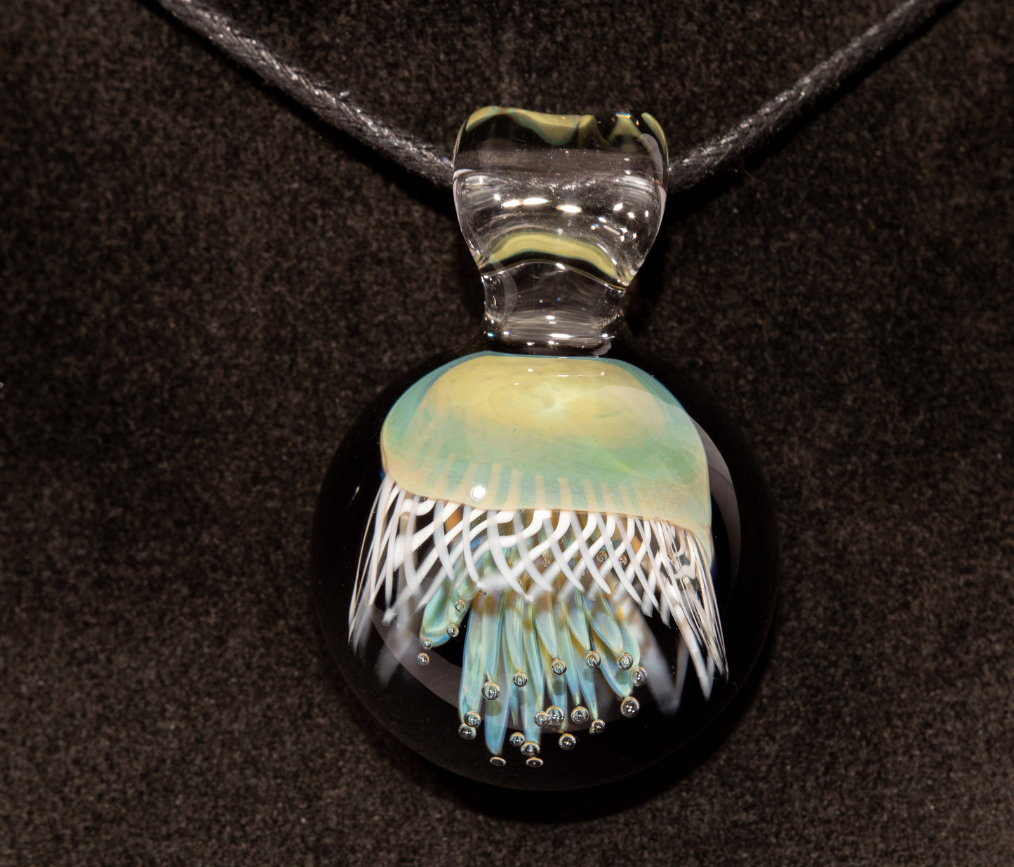Handblown Sea Life Pendant | Jellyfish Glass Necklace | Silvered Glass Art Jewelry | Tropical Jewelry | Ocean Horizon