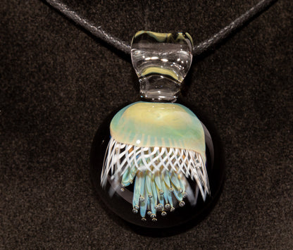 Handblown Sea Life Pendant | Jellyfish Glass Necklace | Silvered Glass Art Jewelry | Tropical Jewelry | Ocean Horizon