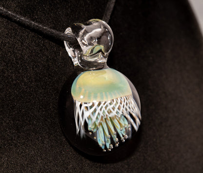 Handblown Sea Life Pendant | Jellyfish Glass Necklace | Silvered Glass Art Jewelry | Tropical Jewelry | Ocean Horizon