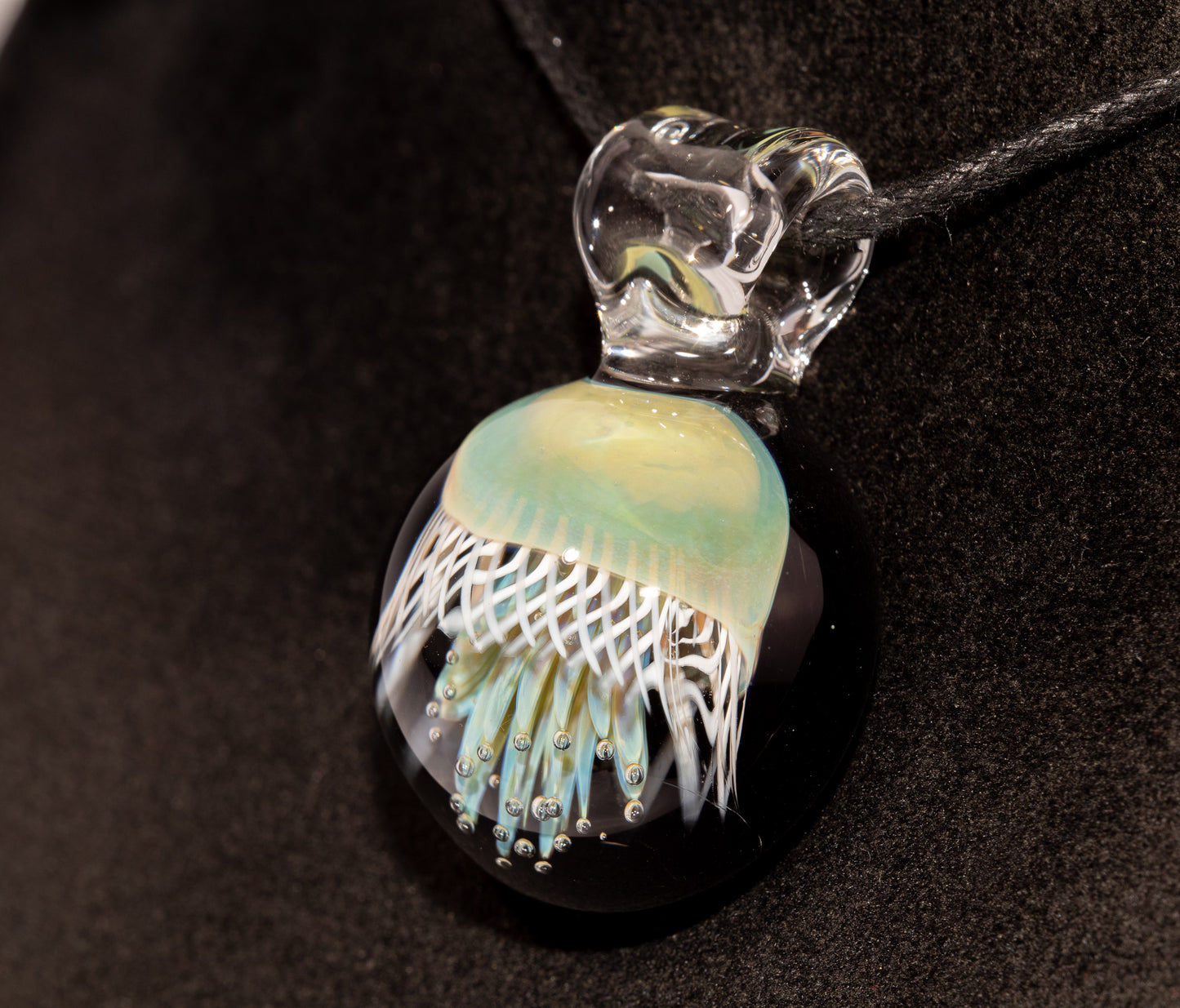 Handblown Sea Life Pendant | Jellyfish Glass Necklace | Silvered Glass Art Jewelry | Tropical Jewelry | Ocean Horizon