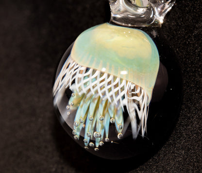 Handblown Sea Life Pendant | Jellyfish Glass Necklace | Silvered Glass Art Jewelry | Tropical Jewelry | Ocean Horizon