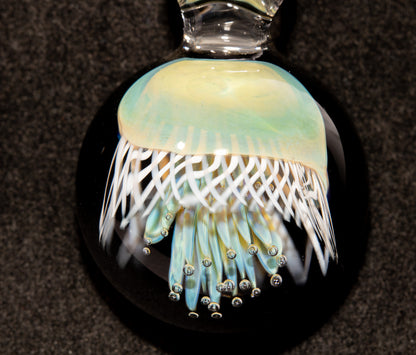 Handblown Sea Life Pendant | Jellyfish Glass Necklace | Silvered Glass Art Jewelry | Tropical Jewelry | Ocean Horizon