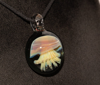 Implosion Jellyfish Necklace | Artisan Glass Pendant | Sea Life Jewelry | Handcrafted Art | Ocean Glow