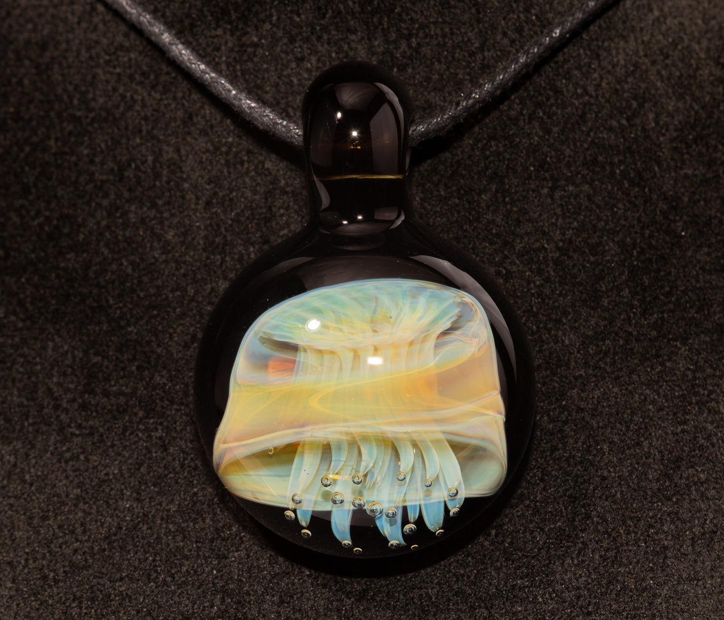 Handblown Sea Life Pendant | Jellyfish Glass Necklace | Silvered Glass Art Jewelry | Tropical Jewelry | Ocean Horizon