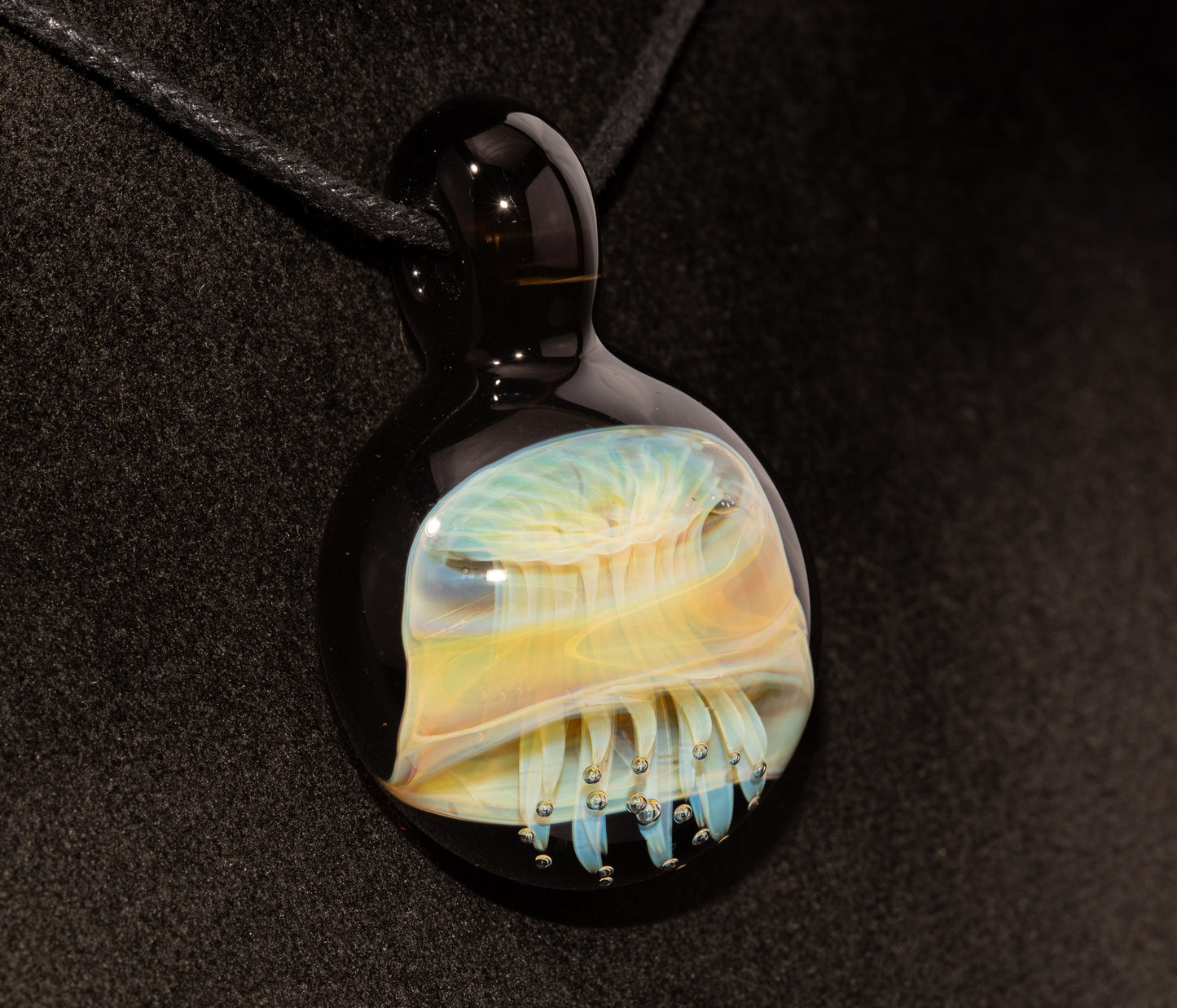 Handblown Sea Life Pendant | Jellyfish Glass Necklace | Silvered Glass Art Jewelry | Tropical Jewelry | Ocean Horizon
