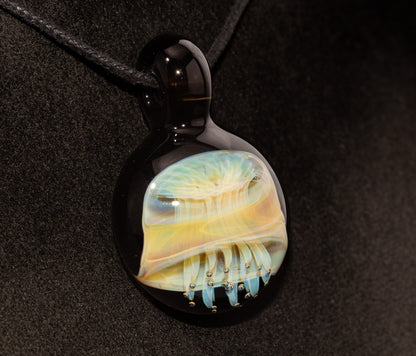 Handblown Sea Life Pendant | Jellyfish Glass Necklace | Silvered Glass Art Jewelry | Tropical Jewelry | Ocean Horizon