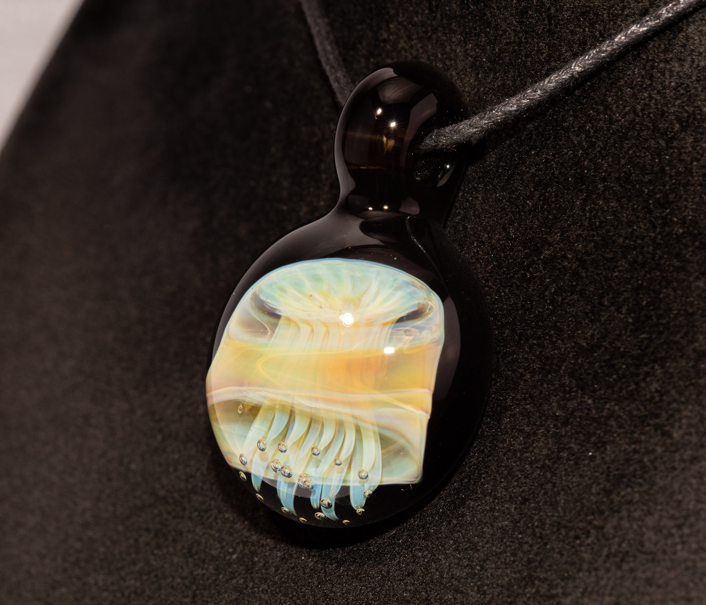Handblown Sea Life Pendant | Jellyfish Glass Necklace | Silvered Glass Art Jewelry | Tropical Jewelry | Ocean Horizon