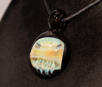 Handblown Sea Life Pendant | Jellyfish Glass Necklace | Silvered Glass Art Jewelry | Tropical Jewelry | Ocean Horizon