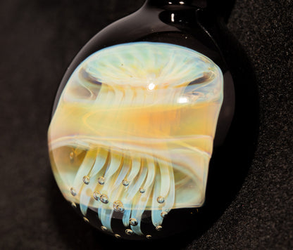 Handblown Sea Life Pendant | Jellyfish Glass Necklace | Silvered Glass Art Jewelry | Tropical Jewelry | Ocean Horizon