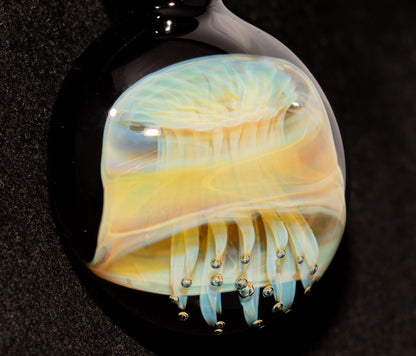 Handblown Sea Life Pendant | Jellyfish Glass Necklace | Silvered Glass Art Jewelry | Tropical Jewelry | Ocean Horizon
