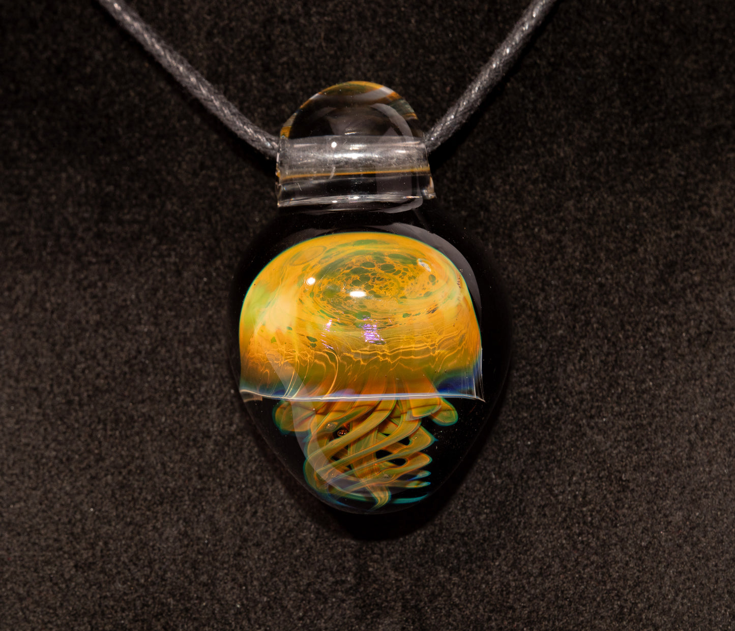 Handblown Sea Life Pendant | Jellyfish Glass Necklace | Silvered Glass Art Jewelry | Tropical Jewelry | Ocean Horizon