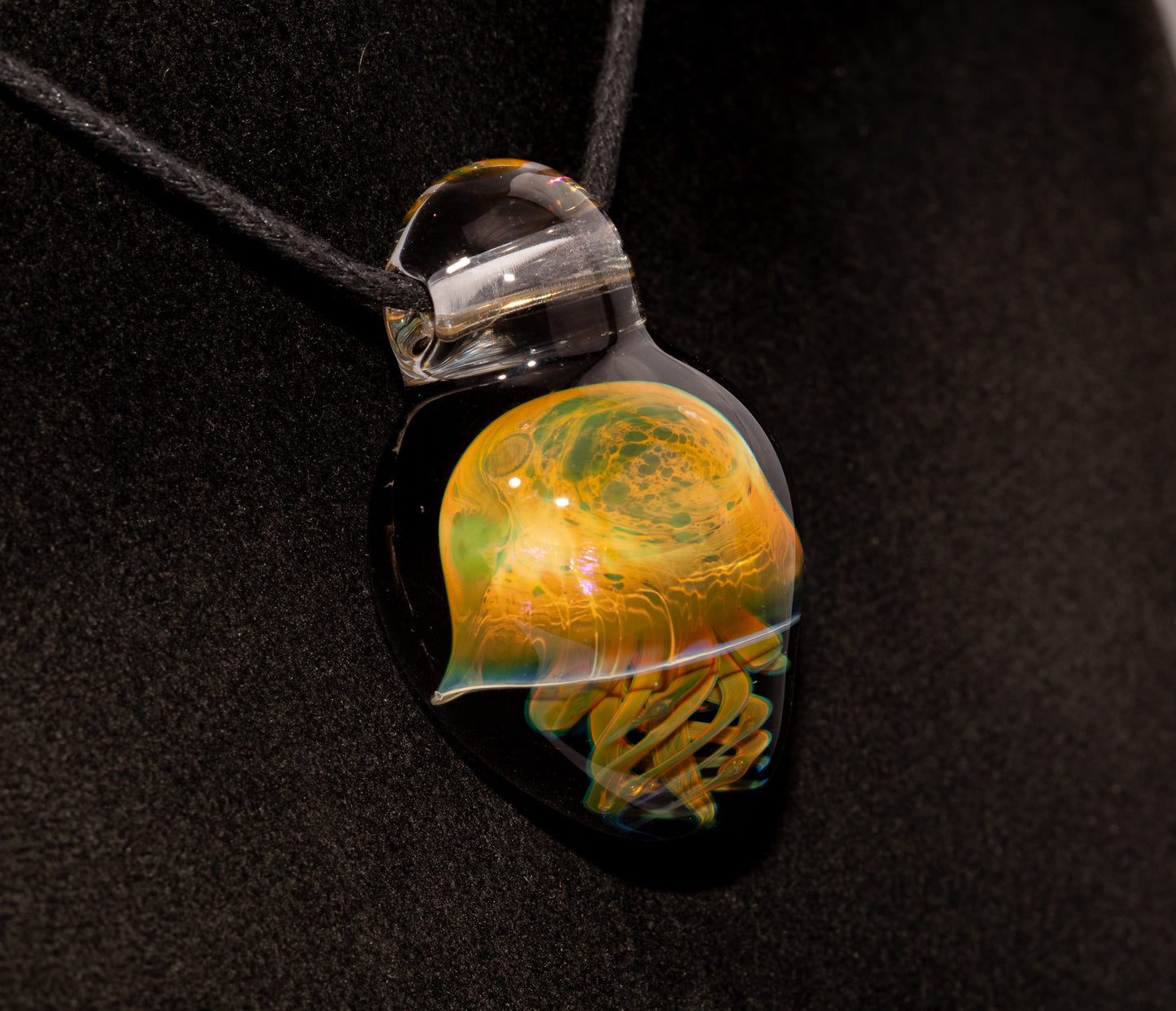 Handblown Sea Life Pendant | Jellyfish Glass Necklace | Silvered Glass Art Jewelry | Tropical Jewelry | Ocean Horizon
