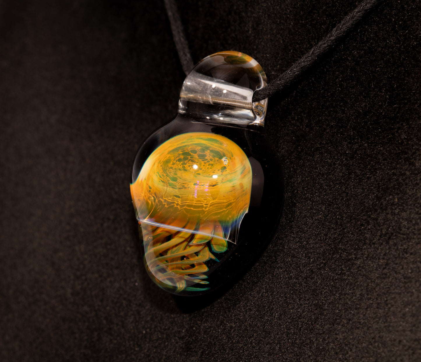 Handblown Sea Life Pendant | Jellyfish Glass Necklace | Silvered Glass Art Jewelry | Tropical Jewelry | Ocean Horizon