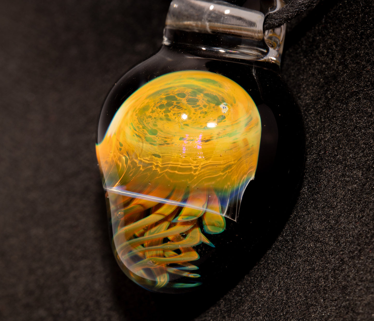 Handblown Sea Life Pendant | Jellyfish Glass Necklace | Silvered Glass Art Jewelry | Tropical Jewelry | Ocean Horizon