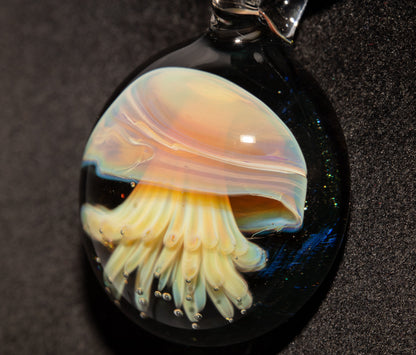 Implosion Jellyfish Necklace | Artisan Glass Pendant | Sea Life Jewelry | Handcrafted Art | Ocean Glow