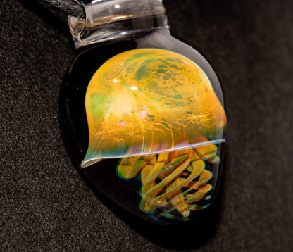 Handblown Sea Life Pendant | Jellyfish Glass Necklace | Silvered Glass Art Jewelry | Tropical Jewelry | Ocean Horizon