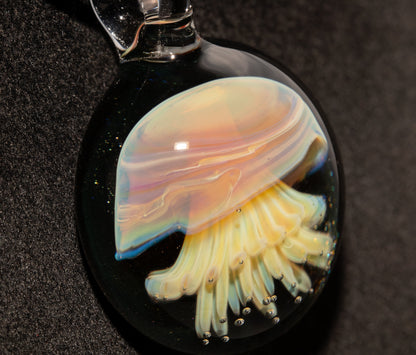 Implosion Jellyfish Necklace | Artisan Glass Pendant | Sea Life Jewelry | Handcrafted Art | Ocean Glow