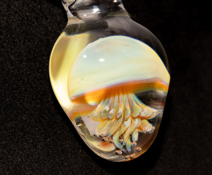 Handblown Jellyfish Necklace | Implosion Glass Art Pendant | Ocean-Inspired Jewelry | Sea Breeze