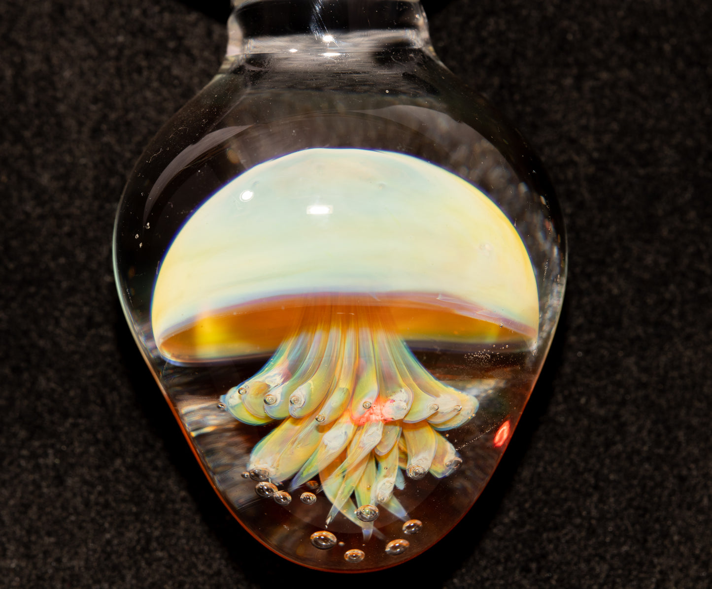 Handblown Jellyfish Necklace | Implosion Glass Art Pendant | Ocean-Inspired Jewelry | Sea Breeze
