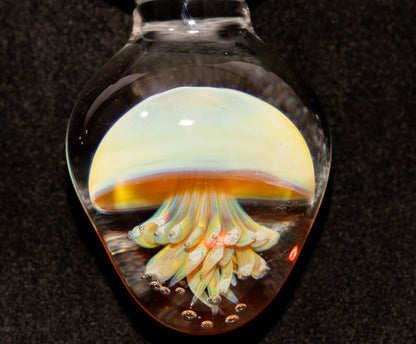 Handblown Jellyfish Necklace | Implosion Glass Art Pendant | Ocean-Inspired Jewelry | Sea Breeze
