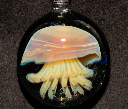 Implosion Jellyfish Necklace | Artisan Glass Pendant | Sea Life Jewelry | Handcrafted Art | Ocean Glow